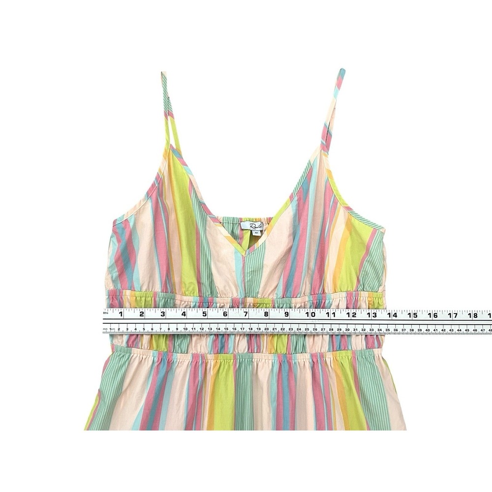 Rails Carmen Mini Dress Guava Rainbow Stripe Tier Sundress Medium Smocked Waist - Picture 9 of 16